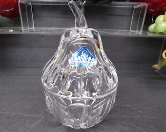 2306 Crystal Works Germany 6" Vintage Full Lead Crystal Pear Shaped Trinket Dish
