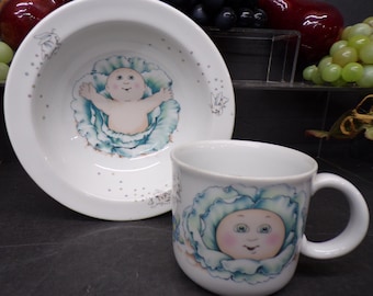 2308 Royal Worcester Cabbage Patch Kids Cup and Bowl gift Set Vintage 1984 England Fine Porcelain Xavier Roberts - Great Condition