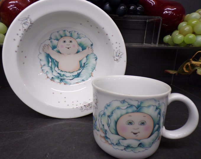 2308 Royal Worcester Cabbage Patch Kids Cup and Bowl gift Set Vintage 1984 England Fine Porcelain Xavier Roberts - Great Condition