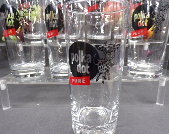 2302 Polka Dot Pure 6.25" Tumblers Set of 8 - Polka Dot Dairy Cow - Thick Bottom - Great Condition No Chips or Cracks