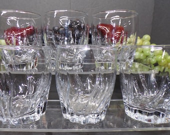 2305 Anchor Starfire Swirl 4" Whiskey Glasses - Flame Pattern Vintage Set of 6