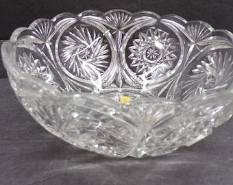 2301 Imperlux 24% Lead Crystal Vintage 8.25" Bowl Pinwheel & Starburst