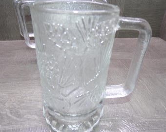 2609 Indiana Glass Tiara Ponderosa Pine 16 oz 5.5" Textured Glass Mugs Set of 4