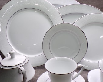 2608 Noritake Ranier #6909 Vintage Fine China Beautiful Antique White Lace Pattern - Choose from List: