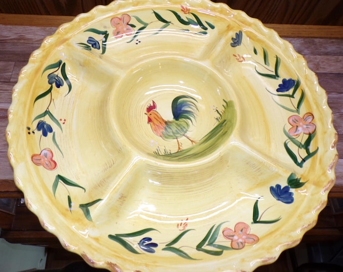 2509 Home Country Farmhouse Rooster 16.5" Divided Sectional Platter - Great Condition