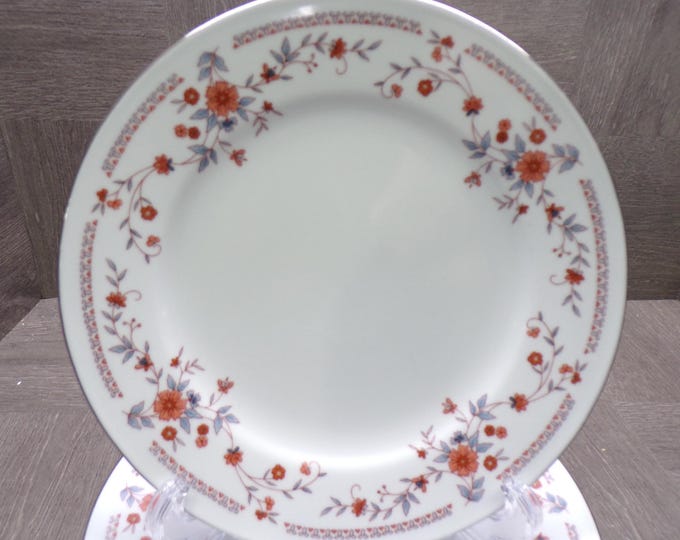 2602 Dynasty Fine China #1007 Copenhagen 8" Salad / Snack Plates Set of 5 Beautiful Pink & Blue Floral - Great Cond. Light Scratches
