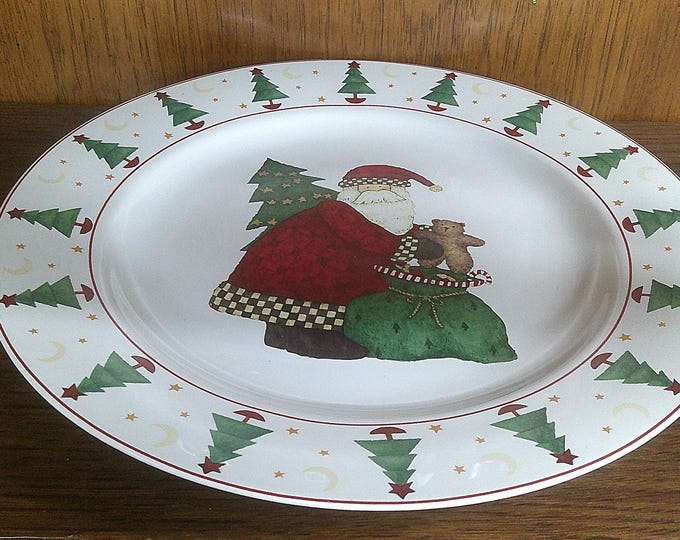 2411 Sakura Magic of Santa 12.5" Vintage Christmas Platter by Debbie Mumm - Great Condition
