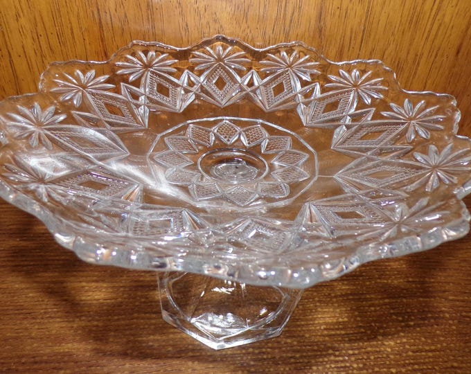 2507 Antique US Glass EAPG Circa 1896 Shoshone 9" Pedestal Cake Stand Pattern #15056 - Pre-owned Great Condition