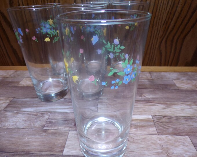 2510 Pfaltzgraff Meadow Lane 6.25" 16 oz Tumbler Set of 6 - Good Condition