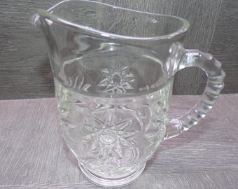 2609 Anchor Hocking Early American Prescut Star of David Vintage 6" 14 oz Gravy Mini-Pitcher