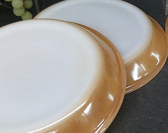 2401 Anchor Fire King Peach Lustre Vintage Milkglass 9" Pie Plates Set of 2