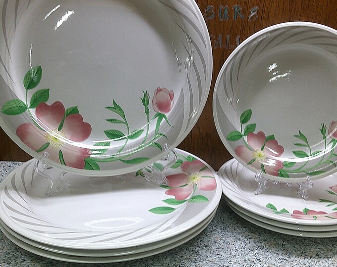 2405 Anchor Hocking Naomi Rose Stoneware C8700/129 Pink Floral w/ Gray- Excellent Condition Minimal Wear Choose From List: