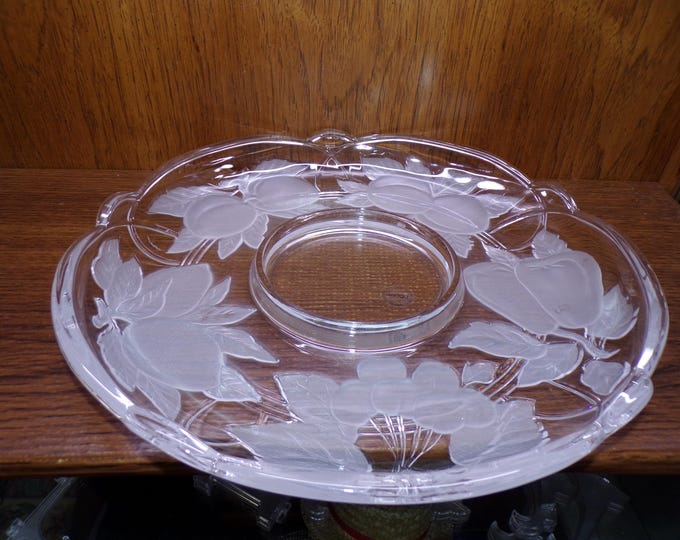 2505 Sango Victoria Beale 14" Forbidden Fruit Frosted Chip & Dip Platter - Great Condition