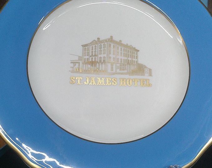 2501 St. James Hotel Redwing- Blue with Gold Rim and Trim Shenango China Collector Plate BO-43 - New Castle, PA USA- Excellent Condition