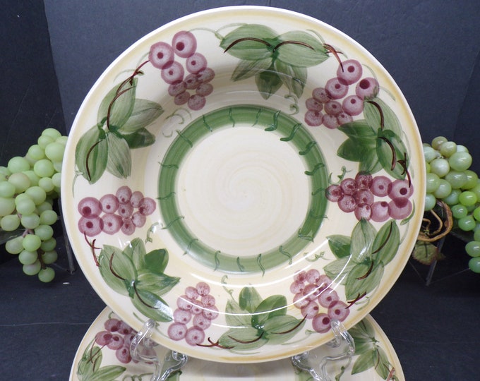 2309 Elegant Dining Grapes & Leaves 9" Stoneware Bowls Set of 4 - Good Condition No Chips or Cracks