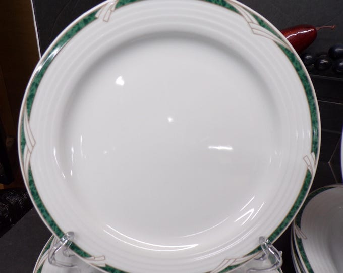 2305 Noritake Arctic Green #4090 China Vintage Set of 12 - (4) 10.5" Dinner Plates, (4) 8.25" Salad/ Lunch Plates, (4) 6.5" Bowls- Good Cond