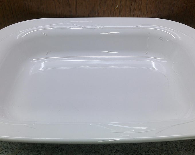 2501 Corning Ware Elegance White Flora L-15 Rectangular 15" x 12" Outer Dims Open Roaster Lasagna Casserole - Great Condition
