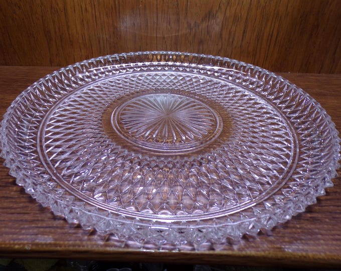 2507 Indiana Glass 12" Diamond Point Vintage Hostess Plate Serving Tray Platter - Pre-owned Great Condition