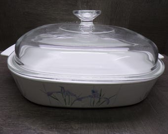 2605 Corning Shadow Iris Vintage 2.5 Qt Casserole A-10-B & Pyrex A-12-C Lid