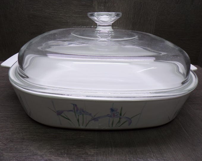 2605 Corning Shadow Iris Vintage 2.5 Qt Casserole A-10-B & Pyrex A-12-C Lid