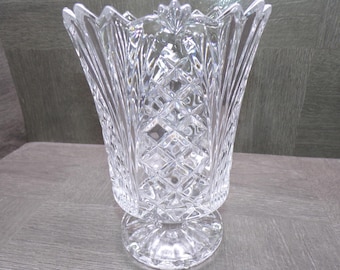 2609 Fifth Avenue Vintage Lead Crystal 8" Hurricane Taper, Pillar Candle Holder Vase