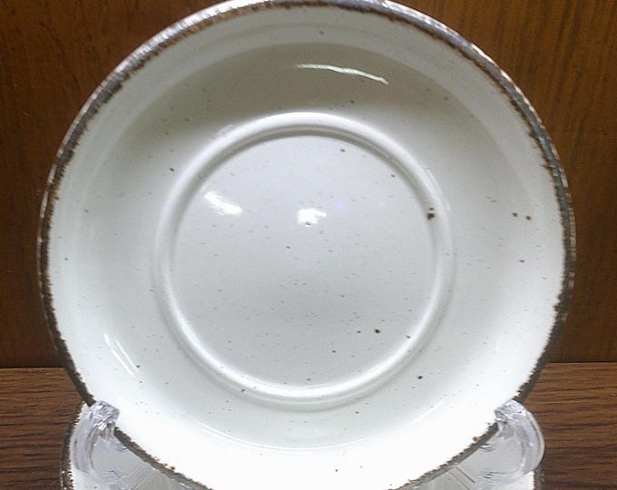 2501 Stonehenge Midwinter 6.25" Saucer Set of 4 - Speckled w/ Brown Textured Rim Made in England - Great Condition