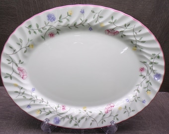 2606 Johnson Brothers Summer Chintz Floral Swirl 1985 Vintage 12" x 9" Oval Platter