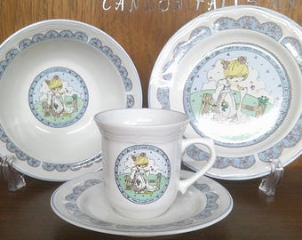 2412 Precious Moments Make a Joyful Noise Goose Girl Vintage 1992 Stoneware Snack, Dessert, Dinnerware - Great Condition Choose from List: