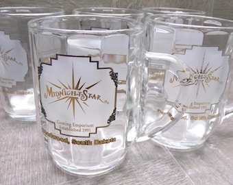 2608 Midnight Star Gaming Emporium Deadwood, SD 10 oz Vintage Panel Glass Mugs Set of 5