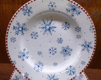 2505 Sakura Snowflake 8.25" Salad/ Snack/ Dessert Plates Vintage Set of 6 by Debbie Mumm