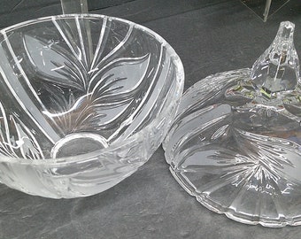 2401 Candy Dish with Steeple Lid Clear / Frosted Vintage 24% Lead Crystal 6" Wide x 8" Tall - Excellent Condition