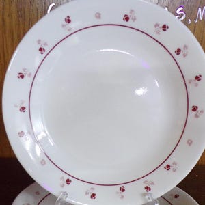 2507 Corelle Burgundy Rose 6.75&quot; Vintage Roses on White Bread Plates Set of 4 - Pre-Owned Great Condition