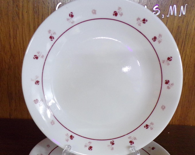 2507 Corelle Burgundy Rose 6.75" Vintage Roses on White Bread Plates Set of 4 - Pre-Owned Great Condition