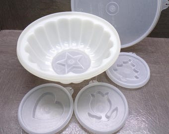 2608 Tupperware Vintage 8" Jel-n-Serve Jello Mold #229-29 Good Condition 6 pcs - 4 Mold Templates