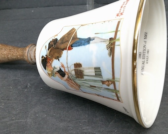 2312 Gorham Fine China 1983 Collectable Vintage 9" Bell "The Milkmaid" by Norman Rockwell - Very Good Condition