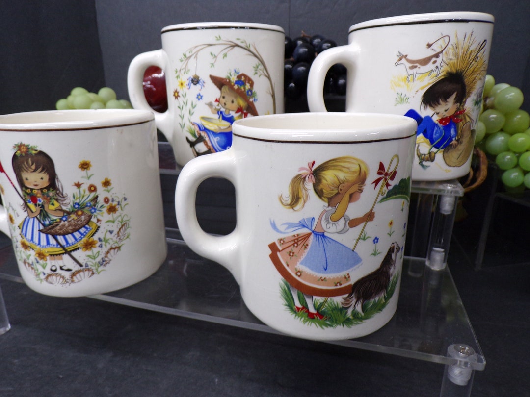 2305 Arklow Ireland Ceramic Children's Nursery Rhymes Mugs Vintage 1960
