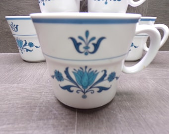 2608 Noritake Progression Blue Haven #9004 Vintage Coffee / Tea Cups Set of 6