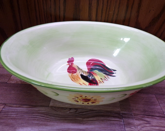 2511 Pfaltzgraff Daybreak Rooster Retired 9" x 7" Oval Bowl 3" Deep - Great Condition