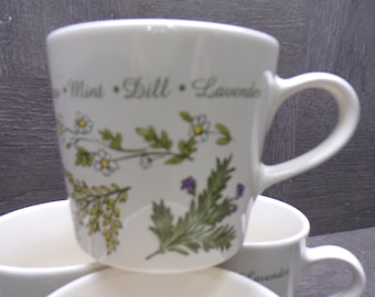 2602 Corelle Thymeless Herbs 8 oz Cups Set of 4 - Good Condition