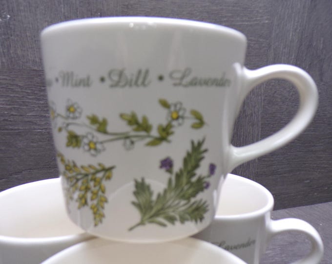 2602 Corelle Thymeless Herbs 8 oz Cups Set of 4 - Good Condition