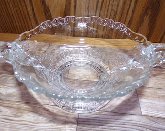 2508 Pair of Cambridge Glass Gadroon Double Handle Footed Clear 5" Vintage Bowls