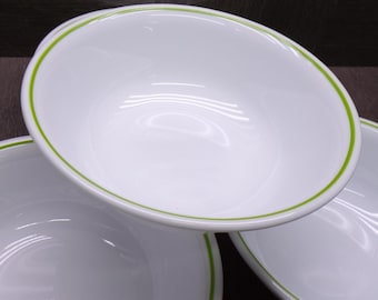 2608 Corelle Spring Meadow 6.25" Cereal Bowls Set of 4 Green Rim