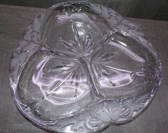 2407 Mikasa Crystal Garden Terrace 3 Part Divided Server Tray 12” Snack Platter