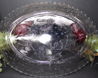 2311 Anchor Hocking Grape Vine Vintage 18" x 13" Glass Platter