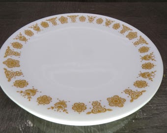 2602 Corelle Butterfly Gold Floral Vintage 1970's Retired 8.5" Salad / Lunch Plates Set of 5 - Great Condition Light Scratches