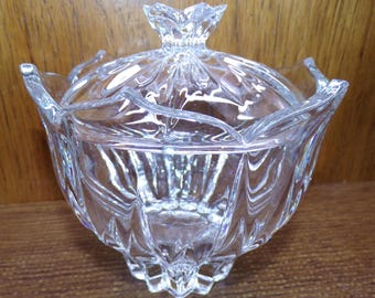 2507 Gorham Lead Crystal 6" Lotus Flower Shaped Covered Candy Dish - Pre-owned Excellent Condition
