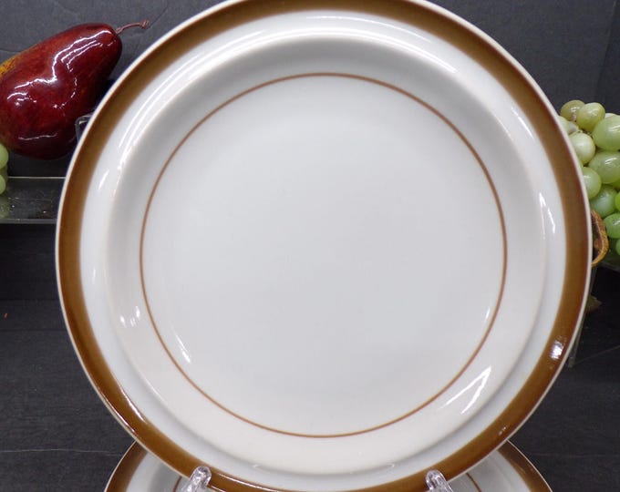 2309 MSI Monterrey Stoneware 6.25" Brown Band Bread Butter Plates Set of 5 - Good Condition No Chips or Cracks