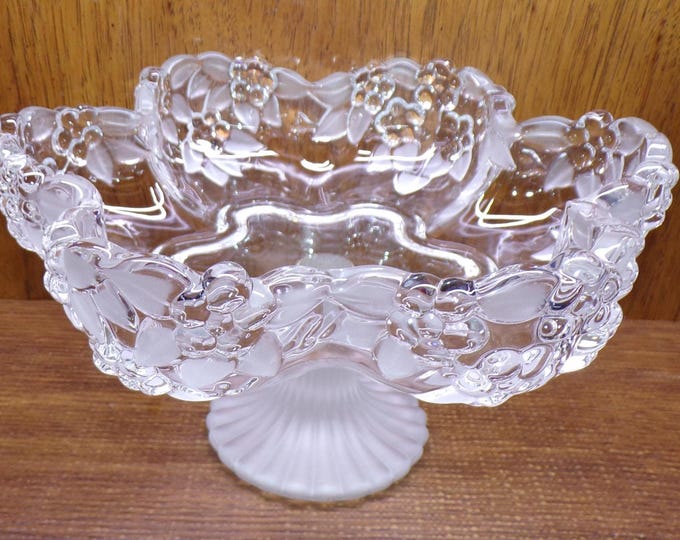 2410 Mikasa Carmen WaltherGlas 10" Holly and Berry Vintage Footed Flower Shaped Divided Dish 6.5" Tall Made in Germany - Great Condition