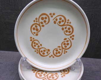 2605 Denby Langley English Authentic Brown Stoneware 6.75" Raised Rim Salad / Bread Plates Set of 4