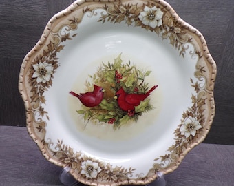 2609 Cracker Barrel Woodland Christmas Cardinals One 10.5" Dinner Plate by Susan Winget